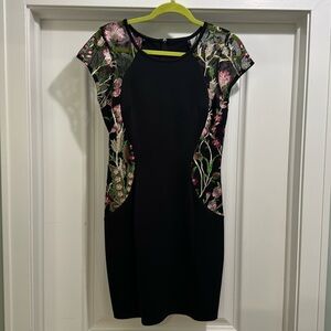 Black and embroidered floral dress size 11